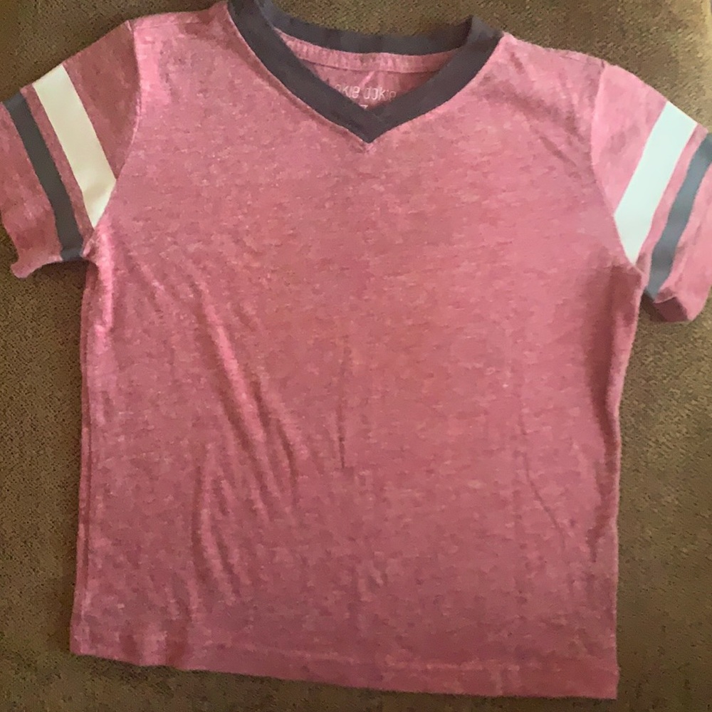 Worn red/gray 3T boys v-neck Tshirt